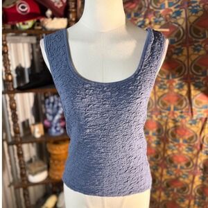 Natural Life Blue Textured Popcorn Knit Scoop Neck Tank Top XL Sleeveless